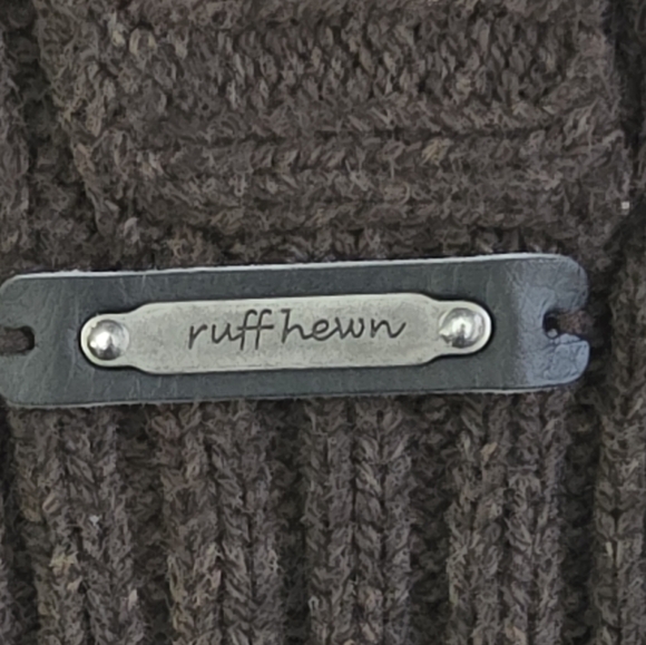 Ruff Hewn Brown Cable Knit Sweater Vest Tunic | Shawl Collar Short Sleeve MEDIUM - Picture 2 of 11